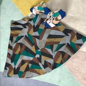 Abstract geometric print A-line skirt (Fall)